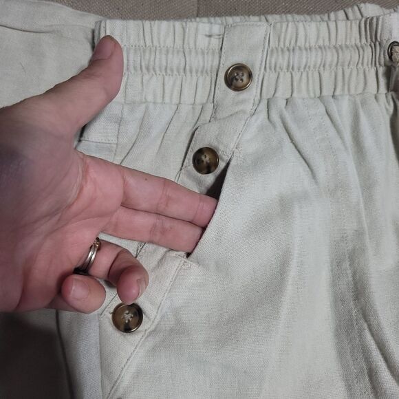 Sapphire Red Linen Blend Cream Pants with Rope Tie Drawstring  Womens Medium - Picture 8 of 11